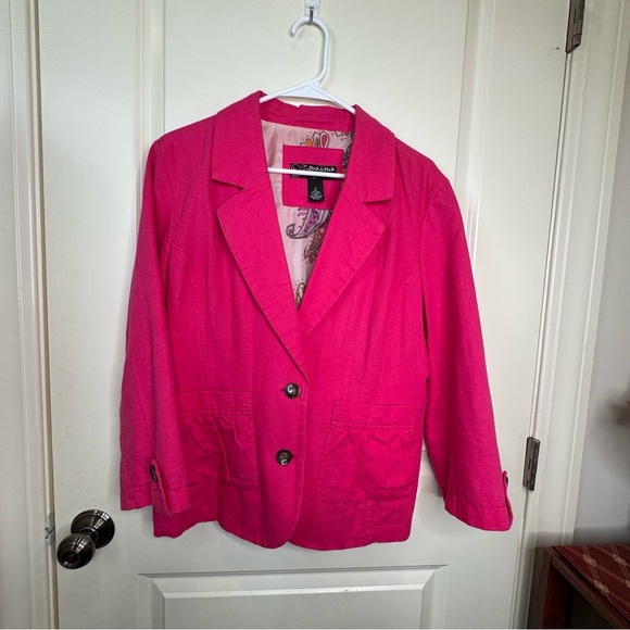 Peck & Peck Linen Blend Lightweight Summer Pink Blazer - Picture 16 of 16